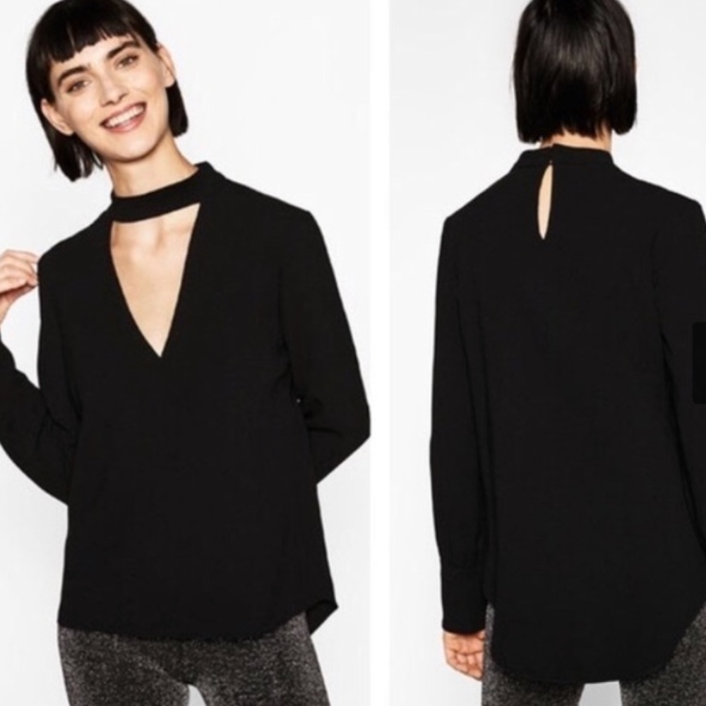 Zara Choker Long Sleeve Blouse